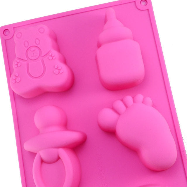 Silicone Baby Toys Shape Bakeware Mold Jelly Pudding Chocolate Cake Decoration, Random Color Delivery