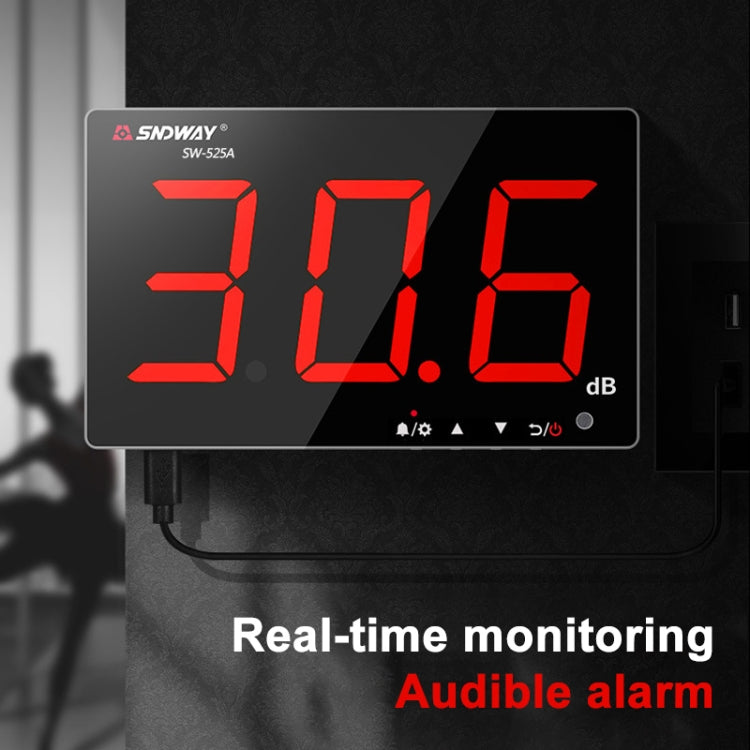SNDWAY Wall-mounted 30~130dB Large Screen Digital Display Noise Decibel Monitoring Testers