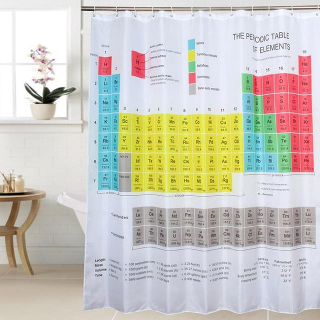 Periodic Table of The Shower Waterproof Mildew Printed Polyester Shower Curtain