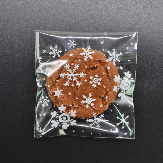 1 Packs Snowflake Christmas Candy Cookie Snack Bag Self-adhesive Gift Bag