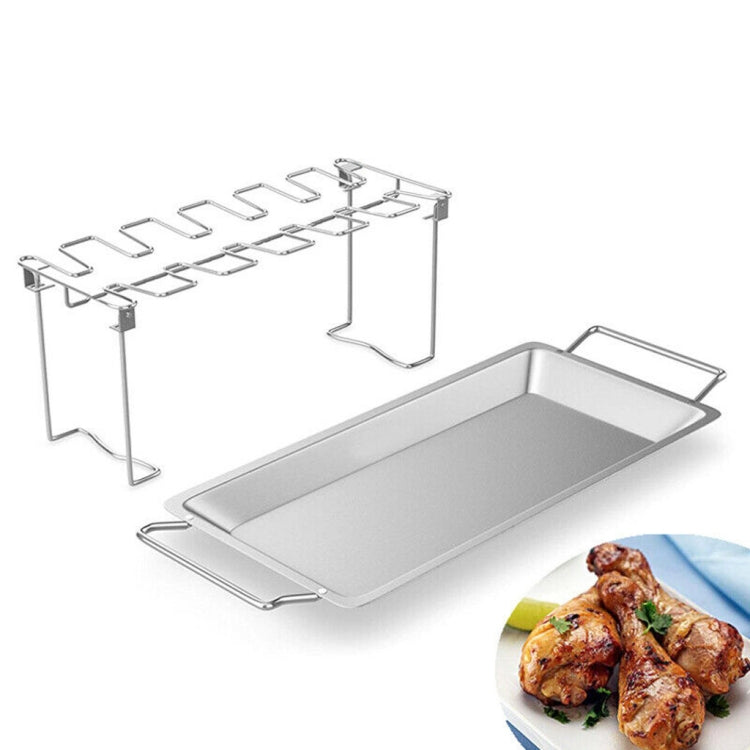 Stainless Steel Chicken Wing Leg Barbecue Rack with Drip Pan
