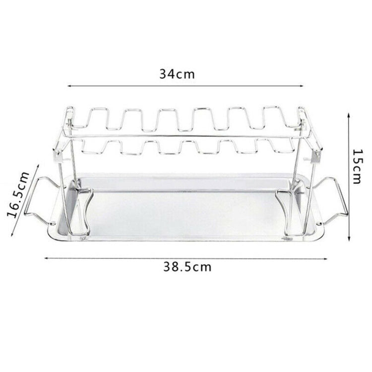 Stainless Steel Chicken Wing Leg Barbecue Rack with Drip Pan