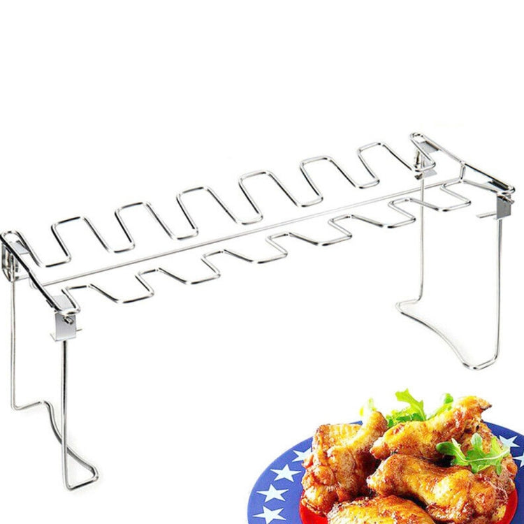 Stainless Steel Chicken Wing Leg Barbecue Rack with Drip Pan