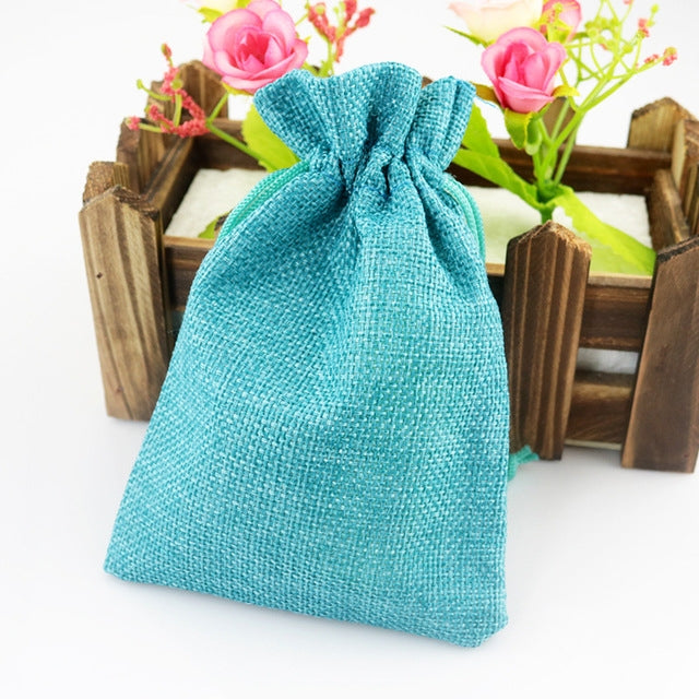 50 PCS Multi size Linen Jute Drawstring Gift Bags Sacks Wedding Birthday Party Favors Drawstring Gift Bags