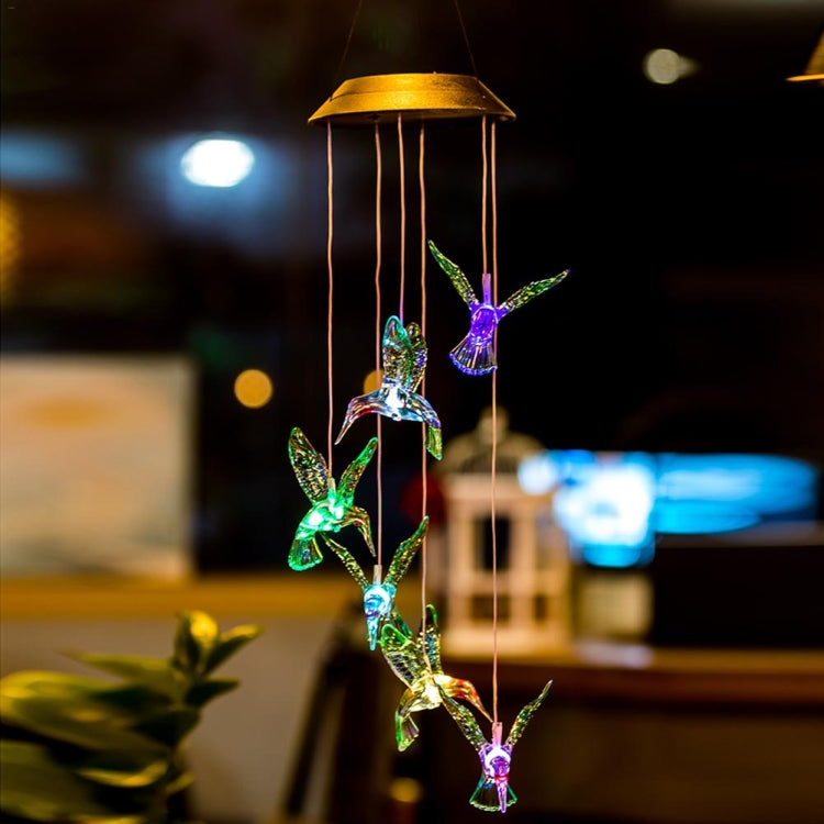 Creative Electronics Solar LED Hummingbird Wind Chime Light Seven Colors