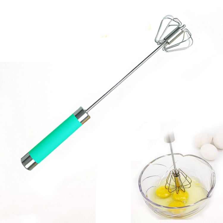 Stainless Steel Semi-automatic Stirring Press Rotary Egg Beater, 30cm, Random Color Delivery