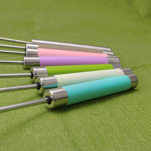 Stainless Steel Semi-automatic Stirring Press Rotary Egg Beater, 30cm, Random Color Delivery