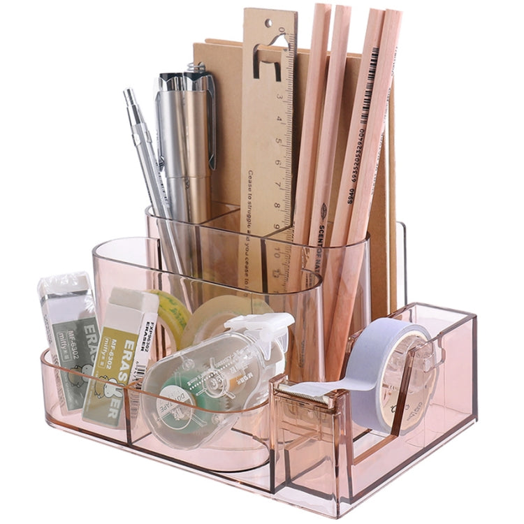 Transparent Acrylic Stationery Storage Box Creative Desk Organizer Plastic Compartment Pen Holder Office Accessories