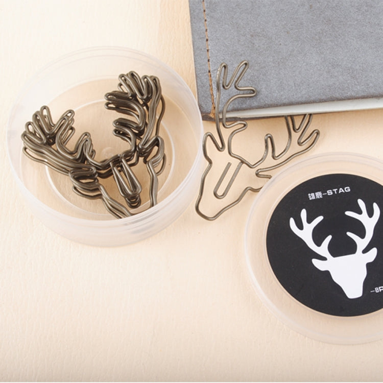 8 PCS/Set Deer Head Paper Clip Shaped Paper Clip Creative Shape Pin Bookmark