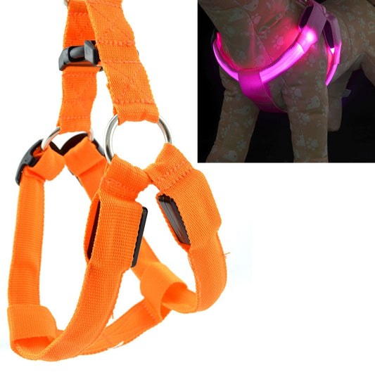 Double Sided LED Light Pet Harness Nylon Cat Dog Chest Strap Leash