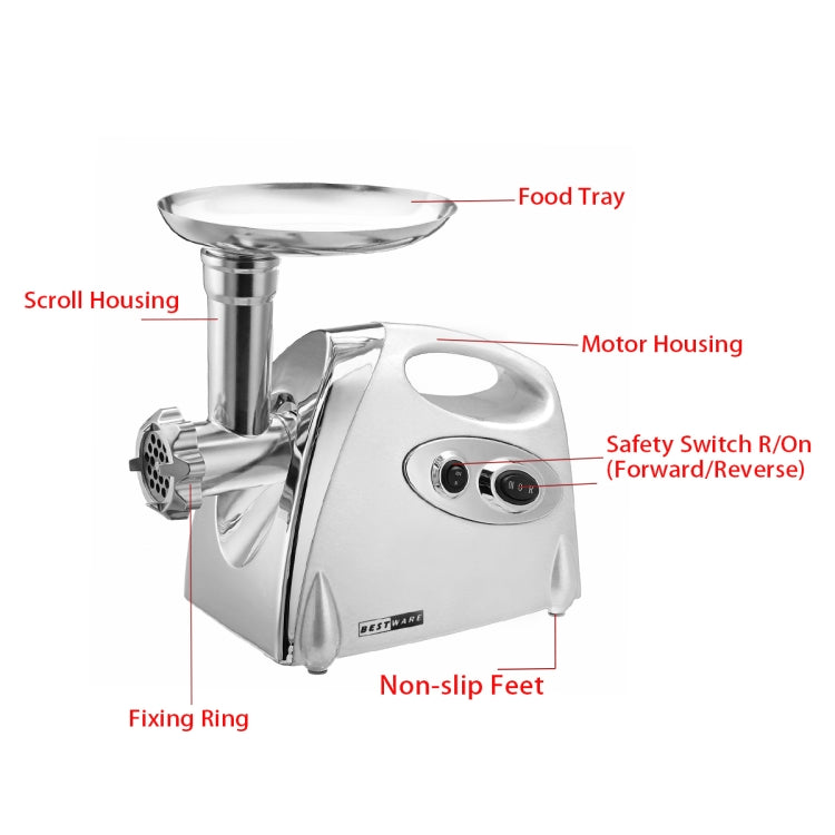 MGB -120A 250W Household Electric Multi-function Stainless Steel Kitchen Sausage Twisting Machine Meat Grinder