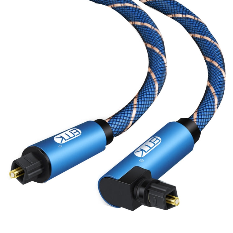 EMK 90 Degree Swivel Adjustable Right Angled 360 Degrees Rotatable Plug Nylon Woven Mesh Optical Audio Cable, 1m(Blue), 1.5m(Blue), 2m(Blue), 3m(Blue), 5m(Blue), 8m(Blue), 10m(Blue), 15m(Blue)