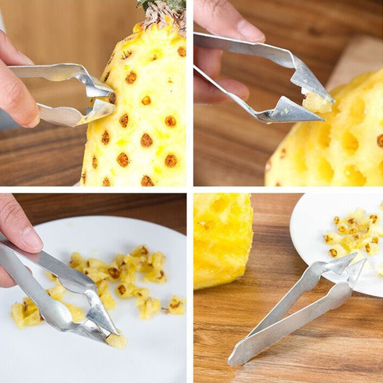 3 PCS Stainless Steel Non-slip Tip Open Blade Pineapple Clip Fruit Eye Digger