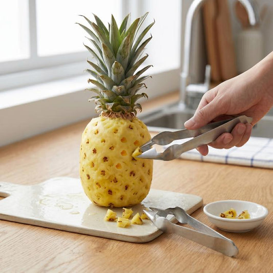 3 PCS Stainless Steel Non-slip Tip Open Blade Pineapple Clip Fruit Eye Digger, 13.5×3.5cm Endless Steel Nail