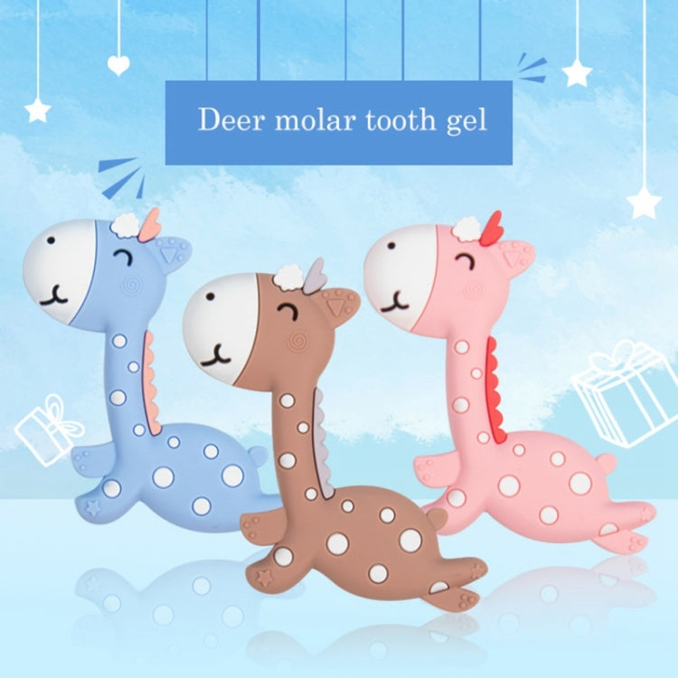 Cartoon Fawn Baby Teether Training Bite Molar Rod Silicone Toy Mother and Baby Supplies, Fawn Pink, Fawn Blue, Fawn Brown