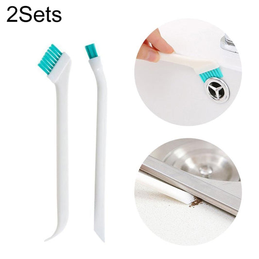 2 Sets 2 in 1 Double Head Door Window Gap Cleaning Brush Cup Brush with Tail Scraper