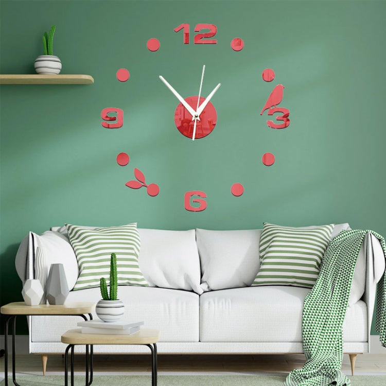 Art Wall Clock Background Wall Stickers TV Wall Stickers 3D Bird Leaves Wall Clock Home Accessories