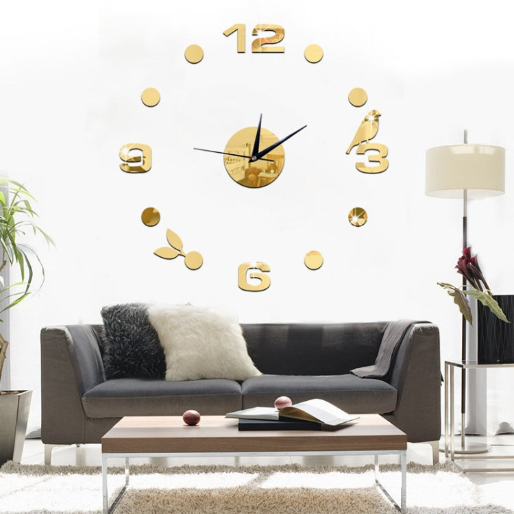 Art Wall Clock Background Wall Stickers TV Wall Stickers 3D Bird Leaves Wall Clock Home Accessories