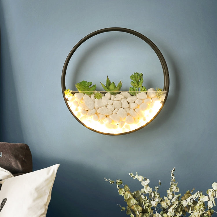 Living Room Background Wall Bedroom Bedside Round Succulent Garden Decorative Wall Lamp