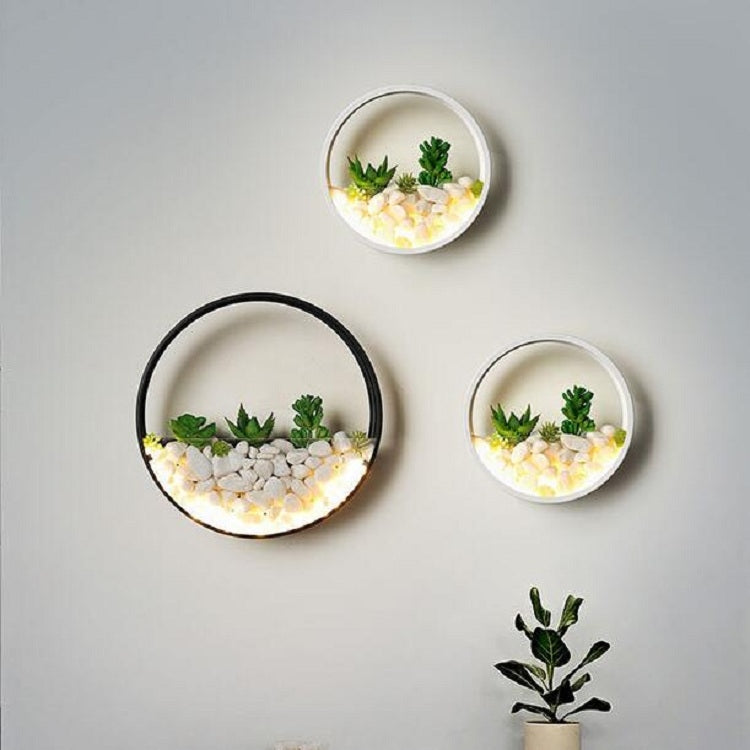 Living Room Background Wall Bedroom Bedside Round Succulent Garden Decorative Wall Lamp