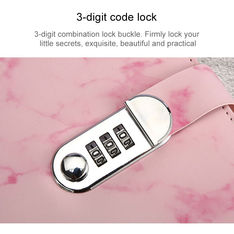 A5 Marble Texture Retro Password Lock Notebook Multifunctional Student Handbook Notepad