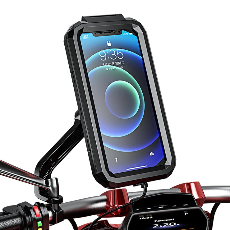 Kewig Bicycle Motorcycle Rearview Mirror Waterproof Box Touch Screen Phone Holder