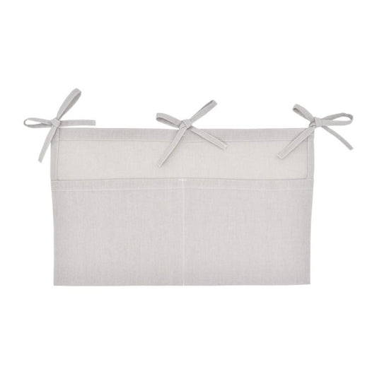Linen Crib Organizer Hanging Bag 2-Pocket Multi-Functional Storage for Diapers, Burp Cloths & Teething Toys
