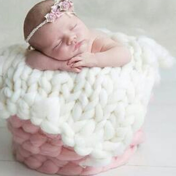 Soft Newborn Photography Prop Chunky Knit Blanket  for 100 Days Milestone