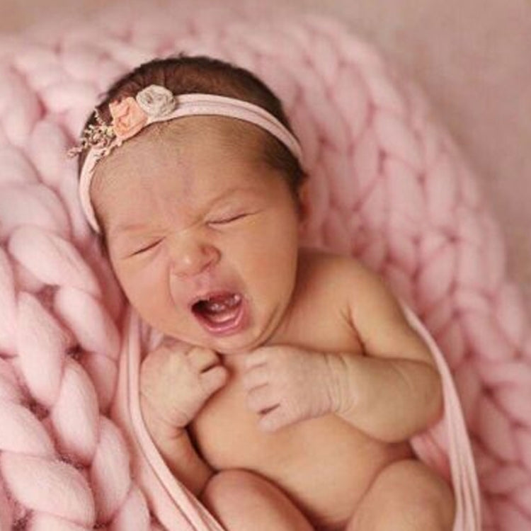 Soft Newborn Photography Prop Chunky Knit Blanket  for 100 Days Milestone