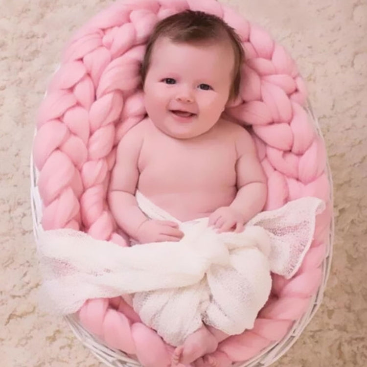 Soft Newborn Photography Prop Chunky Knit Blanket  for 100 Days Milestone
