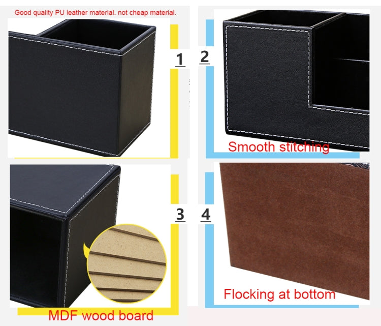 Creative Pen Support Fashion Leather Multifunctional Desktop Office Storage Pen Case Socket Double Pen Holder