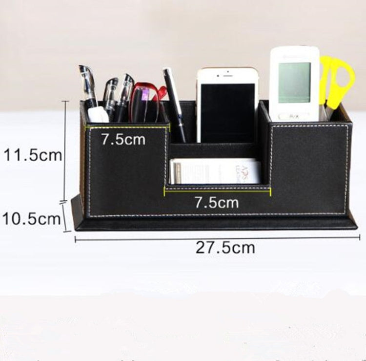 Creative Pen Support Fashion Leather Multifunctional Desktop Office Storage Pen Case Socket Double Pen Holder