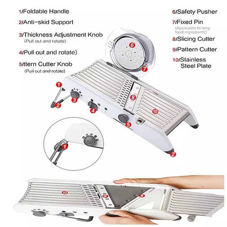 Multifunctional Long Stainless Steel Grater Slicer Chopper Crusher