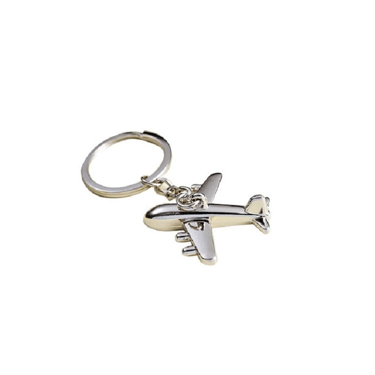 2 PCS Creative Stereo Plane Metal Keychain Bag Pendant Souvenir