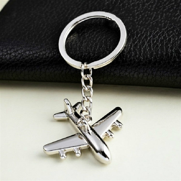 2 PCS Creative Stereo Plane Metal Keychain Bag Pendant Souvenir