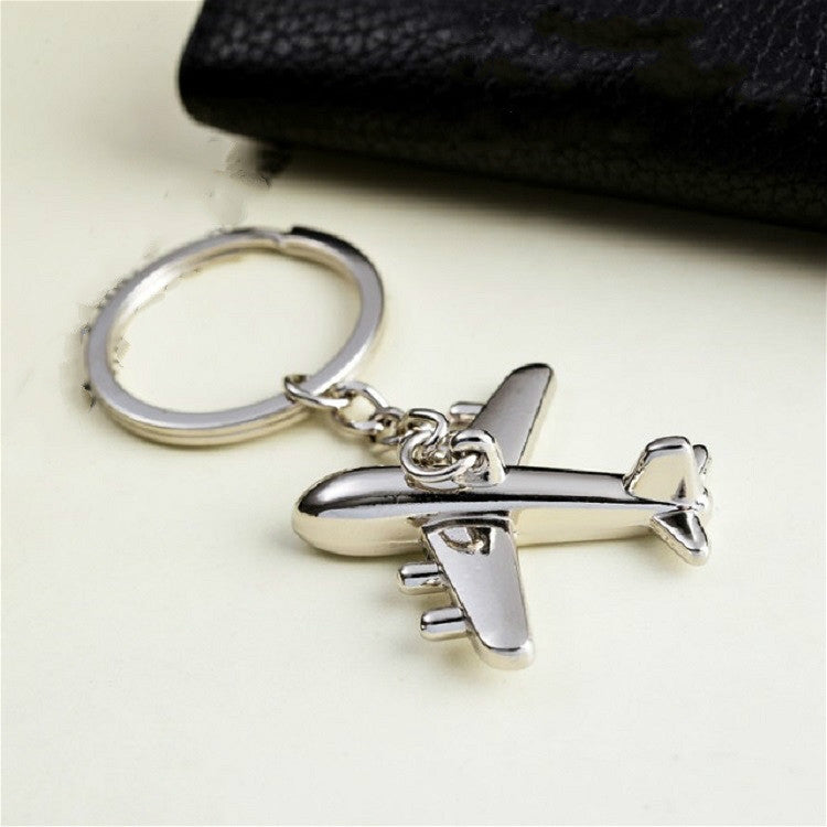 2 PCS Creative Stereo Plane Metal Keychain Bag Pendant Souvenir