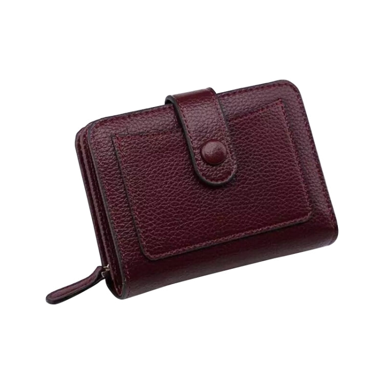 Women Short Litchi Texture Multi-card Buckle Wallet