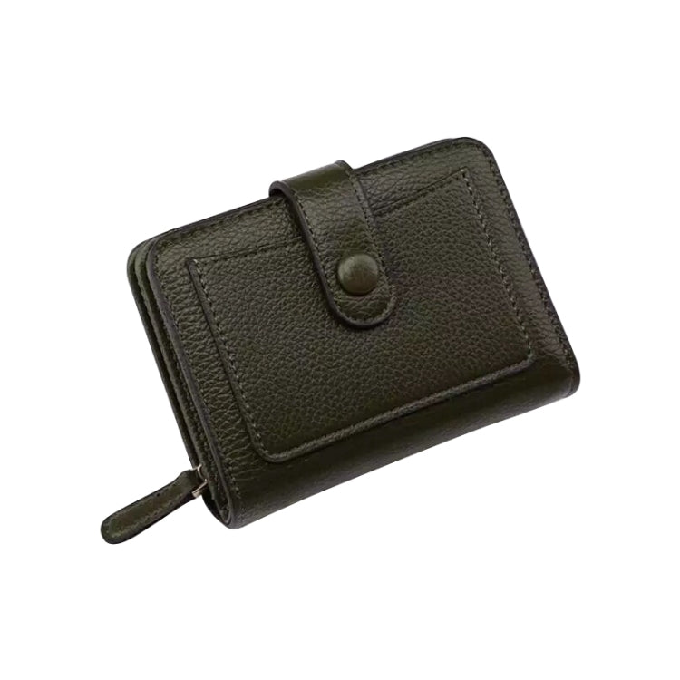 Women Short Litchi Texture Multi-card Buckle Wallet