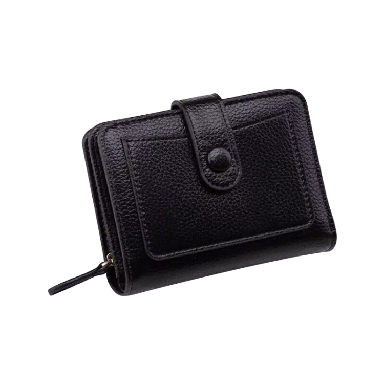 Women Short Litchi Texture Multi-card Buckle Wallet