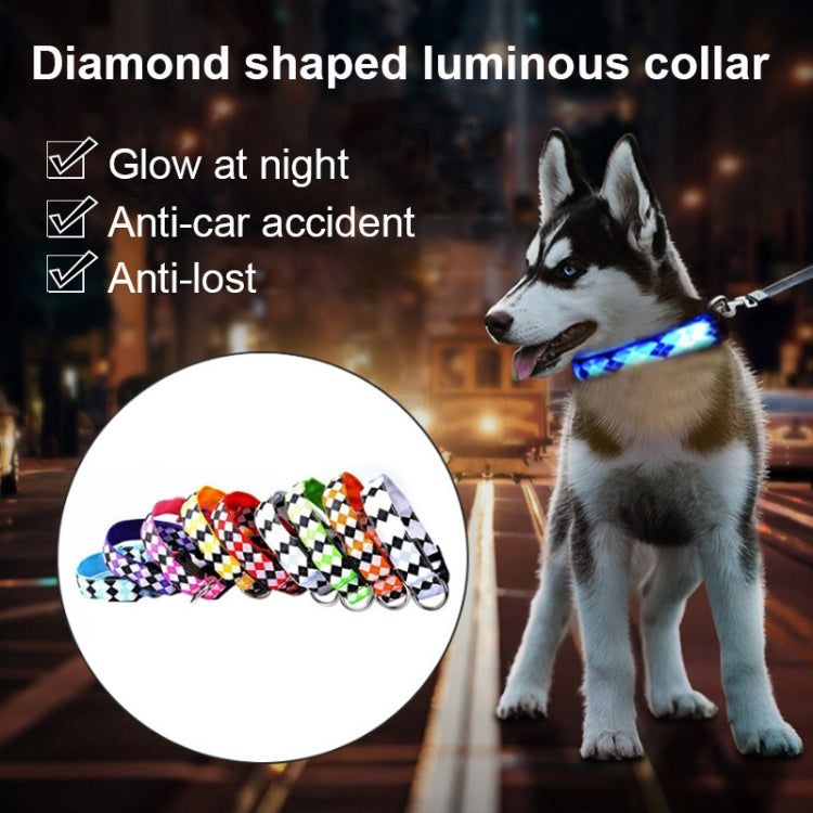 Plaid Pattern Rechargeable LED Glow Light Leads Pet Dog Collar for Small Medium Dogs