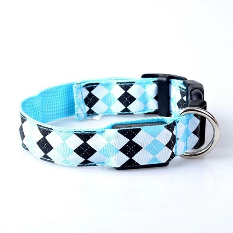 Plaid Pattern Rechargeable LED Glow Light Leads Pet Dog Collar for Small Medium Dogs