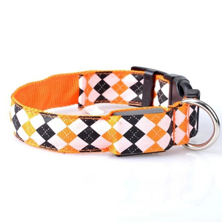Plaid Pattern Rechargeable LED Glow Light Leads Pet Dog Collar for Small Medium Dogs