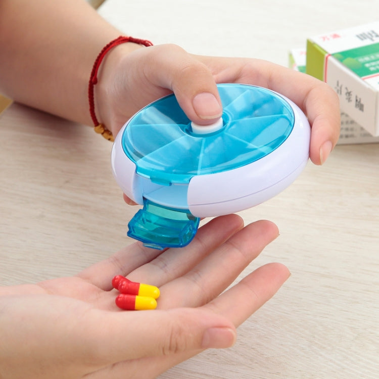 2 PCS Creative Multifunctional Round Portable Seven-grid Rotating Plastic Pill Box