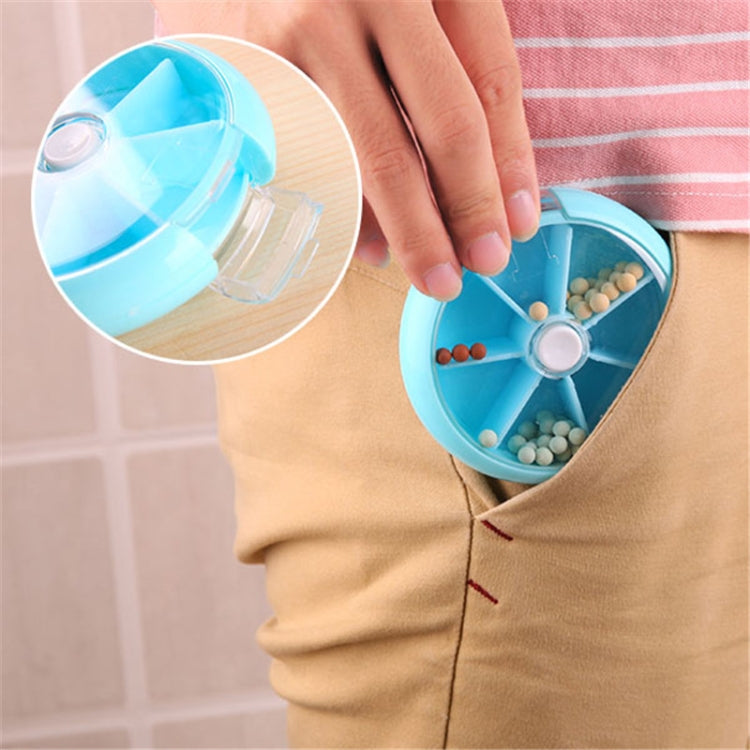 2 PCS Creative Multifunctional Round Portable Seven-grid Rotating Plastic Pill Box