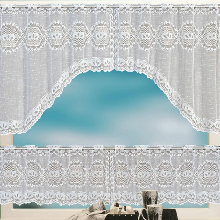 White Translucent Coffee Curtain Tulle Lace Sheer Warp Knitted Jacquard Curtains Bedroom Curtains