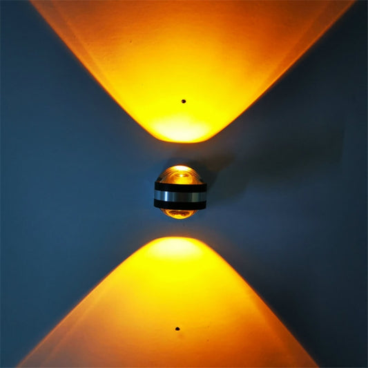 LED Up And Down Light Wall Light Double-Sided Crystal Aluminum Lights Upper Outlet, 2W (Yellow Light), 2W (Blue Light), 2W (Green Light), 2W (Purple Light), 2W (Mixed Color Light), 6W (Red Light), 6W (Yellow Light), 6W (Blue Light), 6W (Green Light)