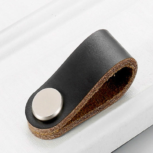 Kitchen Cabinet Wardrobe Leather Door Handle Drawer Pull, Black Single Hole, Black 96, Black 128