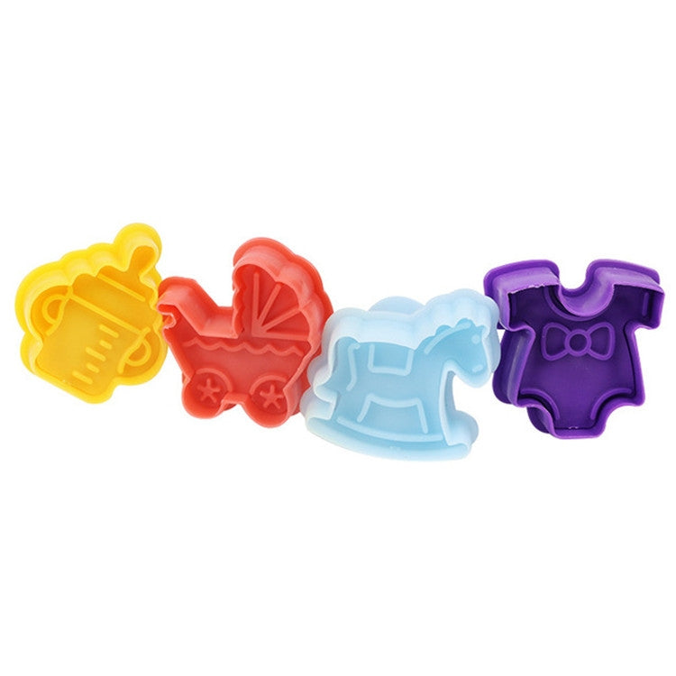 4 in 1 3D Baby Series Biscuit Mold Fondant Pressing Tools, Random Color Delivery