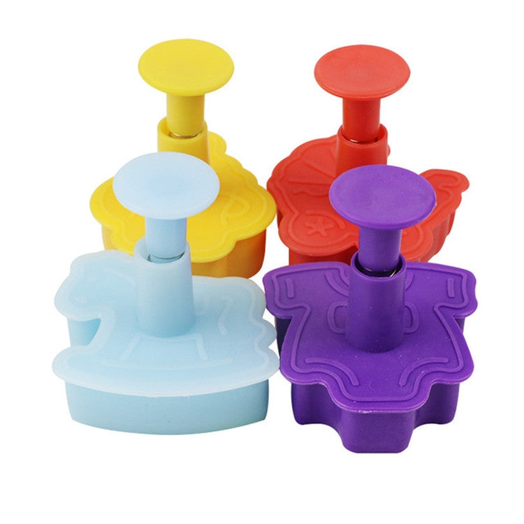 4 in 1 3D Baby Series Biscuit Mold Fondant Pressing Tools, Random Color Delivery