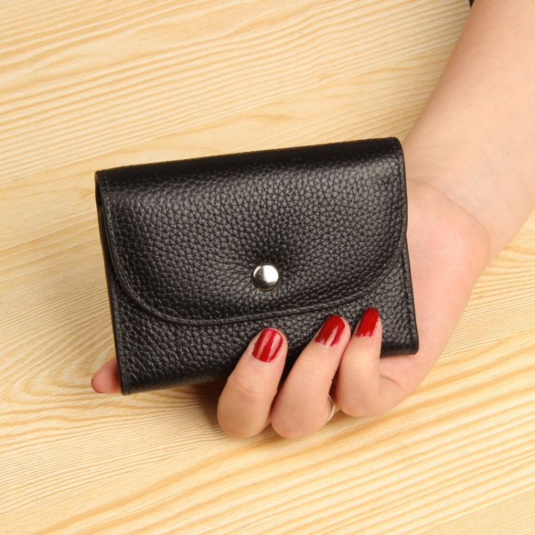 Short Mini Slim Top-grain Leather Wallet Card Bag Zip Coin Pocket